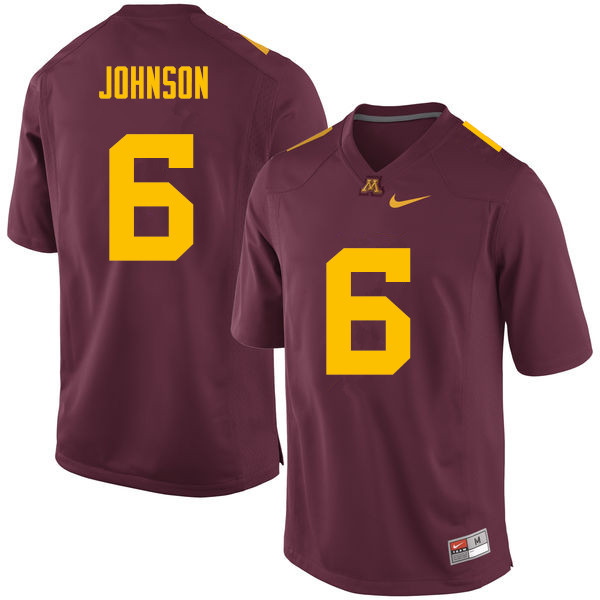 Men #6 Tyler Johnson Minnesota Golden Gophers College Football Jerseys Sale-Maroon